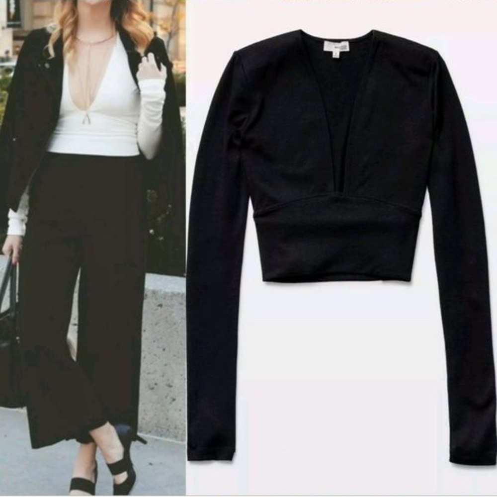 Zara Black Knit V Neck